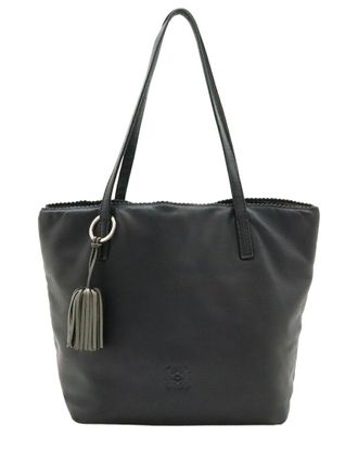 Loewe Black Lambskin Anagram Fringe Tassel Handbag (Authentic Pre-Loved)