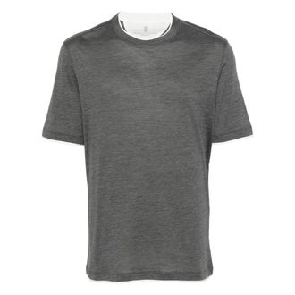 Brunello Cucinelli Silk Cotton T-Shirt Made in Italy - male - Brunello Cucinelli - T-Shirts - Gray - 2XL - Tops