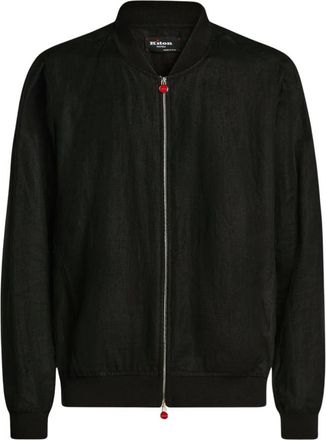 Kiton Pure Linen Jas met Rits - Heren - Bomber jackets - Zwart - S - Leer - Jassen