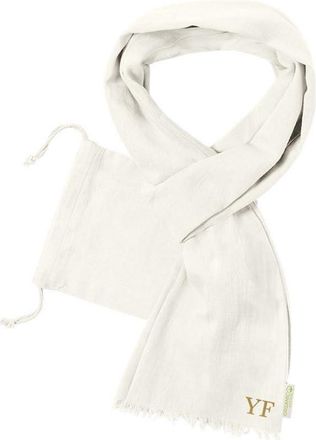 eBuy GB Personalised Scarf for Women, Organic Cotton Fringe Scarf with Initials, Monogram Pastel Scarves, Spring Cosy Scarf with Pouch (Natural Cream)