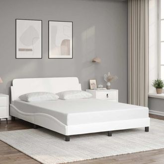 vidaXL Vidaxl - Estructura De Cama Sin Colch&oacute;n Cuero Sint&eacute;tico Blanco 120x200cm