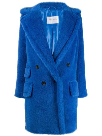 Max Mara boxy fit shearling coat - women - Silk/Viscose/Alpaca/Wool - 36 - Blue