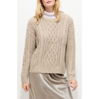 Alex Mill Madelyn Cable Knit Wool Blend Donegal Sweater in Oatmeal at Nordstrom Rack, Size Medium