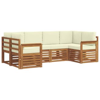 vidaXL Conjunto De Sof&aacute; Seccional Con Coj&iacute;n 6 Pcs Natural Y Crema Vidaxl