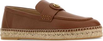 Valentino Garavani Mens Caramel Leather Vlogo Espadrilles Tobacco Espadrillas