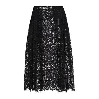 Fendi Macram&eacute; kanten midi rok - Dames - Midirokken - Zwart - XS - Katoen - Rokken