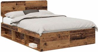 vidaXL Estructura De Cama Con Cabecera Madera Vieja 140 X 190 Cm Vidaxl