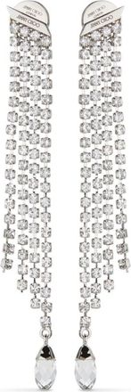 Jimmy Choo London Saeda crystal-fringe earrings - women - Silver/Crystal - One Size