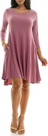 Nina Leonard High-Low Trapeze Dress in Mauve at Nordstrom Rack, Size X-Large