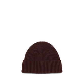 Brunello Cucinelli BRM2293900C9763BB Cashmere Ribbed Beanie - Bordeaux
