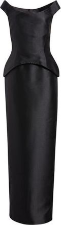 Solace London Pieta Cap Sleeve Peplum Gown in Black at Nordstrom, Size 10
