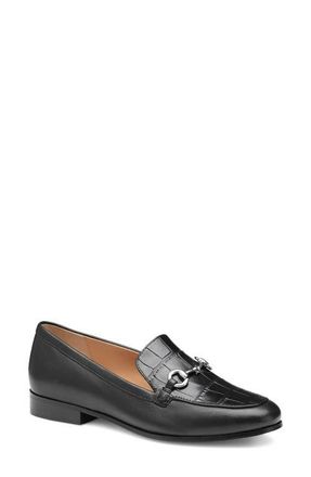 Johnston & Murphy Ali Genuine Calf Hair Bit Loafer in Black Croc at Nordstrom, Size 8.5
