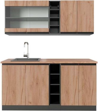 Vicco Cocina Vers&aacute;til R-line, Oro Power Roble/antracita, 160 Cm, Et Roble