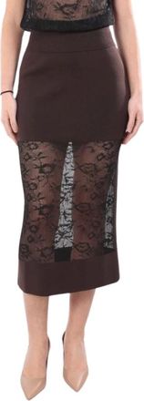 Liviana Conti Rokken, Dames, Bruin, L, Leer, Midi Rok
