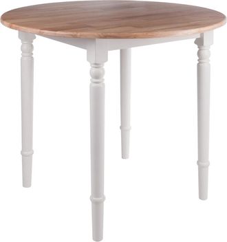 Winsome Sorella Round Drop Leaf Table Natural/White Finish