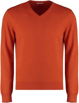 Malo Kasjmiermix ribgebreide trui - Heren - Cashmere truien - Oranje - 3XL - Kasjmier - Truien & Vesten