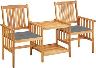 vidaXL Sillas Y Mesita De Jard&iacute;n Con Cojines Madera Maciza Acacia Vidaxl