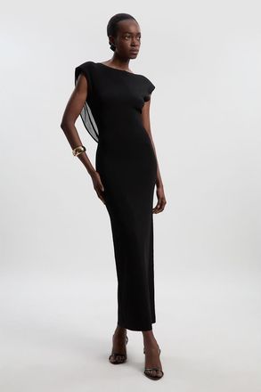 Karen Millen Slinky Plunge Back Maxi Dress in Black at Nordstrom, Size X-Small
