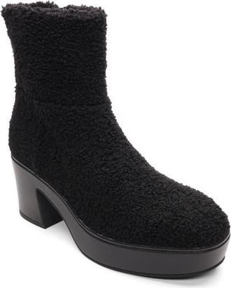 Sanctuary Emmet Faux Shearling Platform Bootie in Black at Nordstrom, Size 6.5