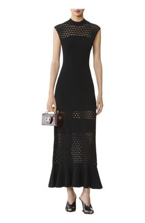 Lanvin Lace Detail Dress In Viscose in Black at Nordstrom, Size X-Large