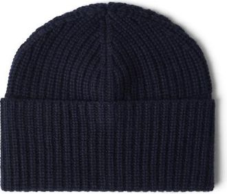 Brunello Cucinelli Cashmere rib knit beanie in Navy Blue at Nordstrom, Size Xx-Large
