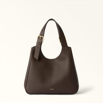 Furla Dora Borsa Shopping M Cioccolato Marrone Pelle Granata Doppia Nisos Donna