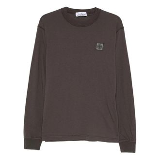 Stone Island Logo Patch Lange Mouw T-Shirt - Heren - Longsleeves - Grijs - M - Katoen - Tops