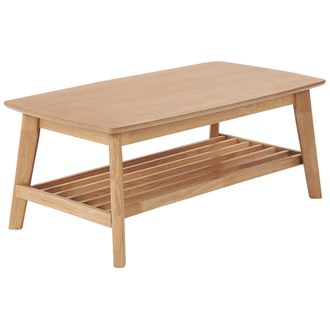 Beliani Mesa De Centro Tablero De Mdf Madera Clara 100 X 55 Cm Patas De Madera De Caucho Cl&aacute;sico Tulare
