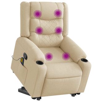 vidaXL Vidaxl - Poltrona Alzapersona Massaggiante Reclinabile Crema In Tessuto