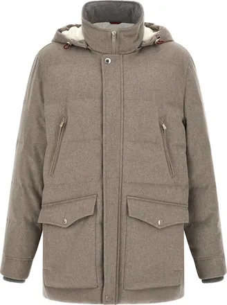 Brunello Cucinelli Beige Wool Mens Parka