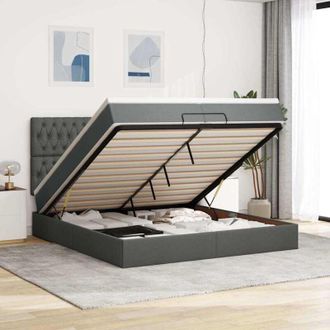 vidaXL Estructura Cama Otomana Colchones Tela Gris Oscuro 200x200cm Vidaxl