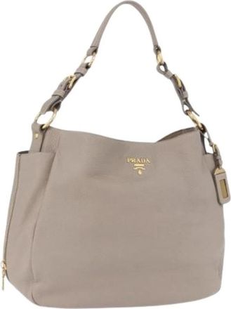 Prada Pre-owned Vintage Shoulder Bag - Dames - Vintage Schoudertas - Grijs - ONE Size - Leer - Vintage
