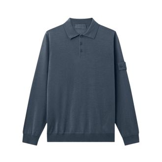 Stone Island Polo Shirts, male, Blue, Size: XL Ghost Long Sleeve Polo