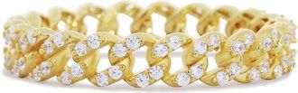 The Lovery CZ Curb Link Ring 14K Gold Plated Sterling Silver