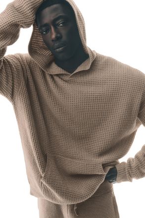 Alo | Waffle Chenille Edition Hoodie in Gravel, Size: Medium