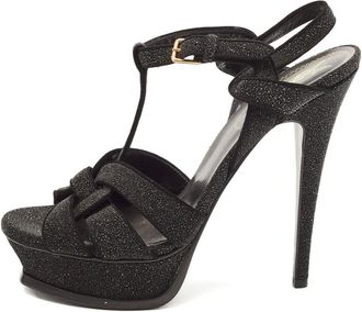 Saint Laurent Sandali platform con cinturino a T 145mm - Nero