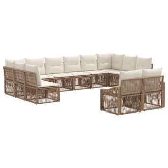vidaXL Conjunto De Sof&aacute;s De Jard&iacute;n 12 Pcs Beige Rat&aacute;n Sint&eacute;tico Vidaxl