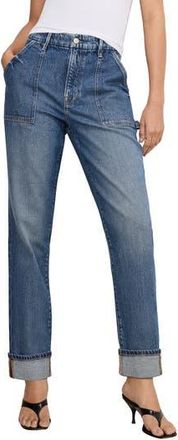Good American High Waist Straight Leg Carpenter Jeans in Indigo747 at Nordstrom Rack, Size 00