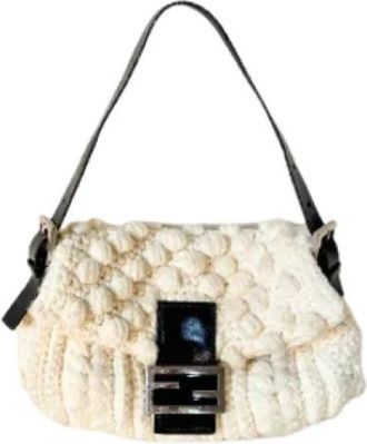 Fendi Pre-owned Satin fendi-bags - Dames - Vintage Handtas - Beige - ONE Size - Wol - Vintage