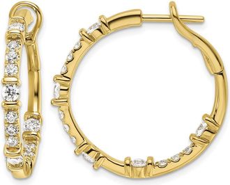 Diamond2Deal 14k Gold 1 1/2 ct Lab Grown Diamond In/Out Hoop Earrings VS Clarity, G-H Color