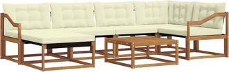 vidaXL Conjunto De Sof&aacute;s De Exterior 7 Uds. Natural Y Crema Vidaxl