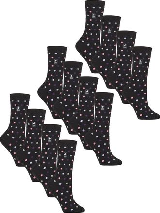 Heat Holders Womens 12 Pairs Ladies Ultra Lite Soft Thermal Socks - Black - Size UK 4-8