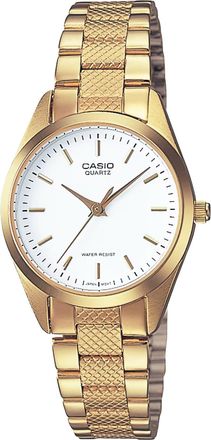 Casio Womens Gold-Tone Analog Watch with White Dial - LTP-1274G-7A