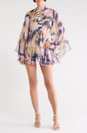 Diane Von F&uuml;rstenberg Francesca Long Sleeve Linen & Silk Dress in Palace Tiger Giant Pink at Nordstrom Rack, Size X-Small/small
