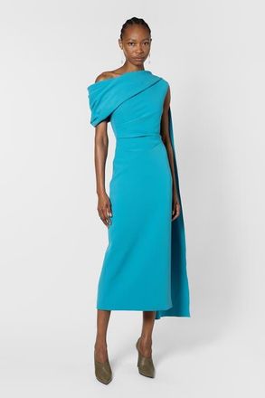 Roksanda Ilincic Maite One Shoulder Midi Dress in Azure at Nordstrom, Size 12