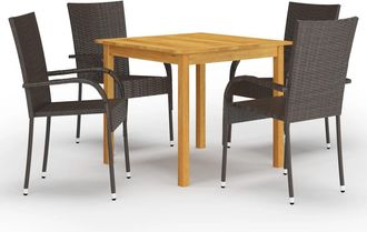 vidaXL Juego De Comedor Para Jard&iacute;n 5 Piezas Marr&oacute;n Vidaxl