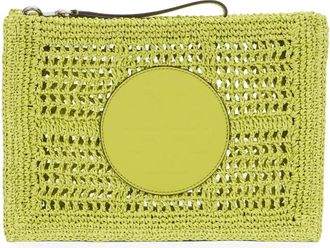 Tory Burch Ella Crochet Pouch - Dames - Clutches - Groen - ONE Size - Leer - Tassen