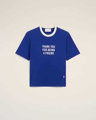 Ami Blue printed cotton Thank you for being a friend t-shirt Blue - XXXL - Unisex