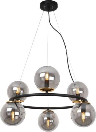 OEM L&aacute;mpara Colgante Aura Negra Y Dorada 6 L&aacute;mparas Planas Grafito E14