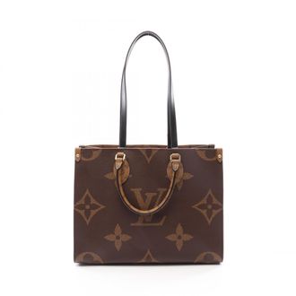 Louis Vuitton Beige Brown Monogram Coated Canvas Leather Handbag Tote Bag (Pre-Owned)